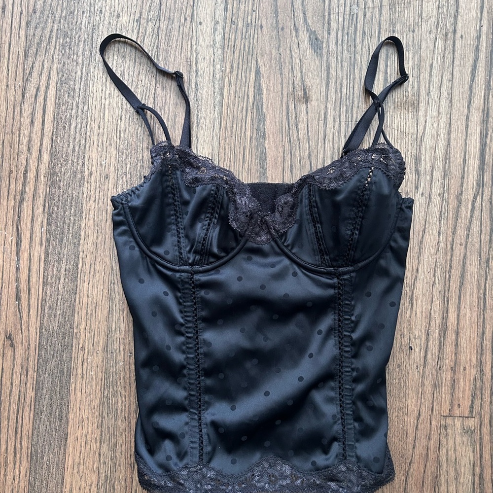 Betsey Johnson Black Lace Satin Bustier